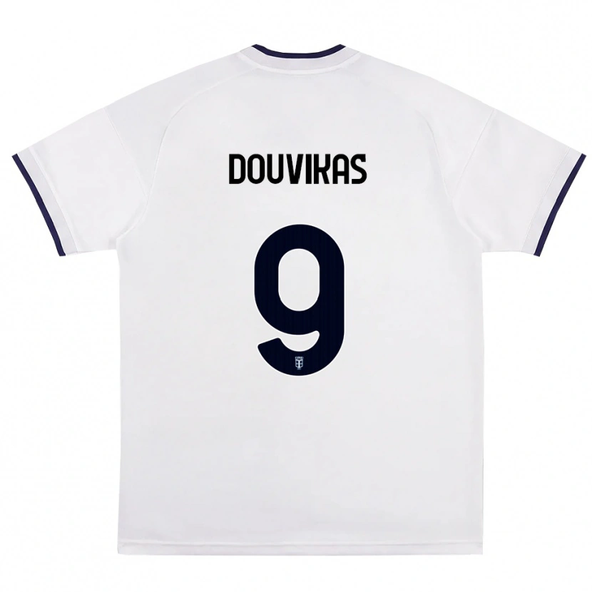 Danxen Mænd Anastasios Douvikas #9 Hvid Rød Kongelig Blå Udebane Spillertrøjer 2026/27 Trøje T-Shirt