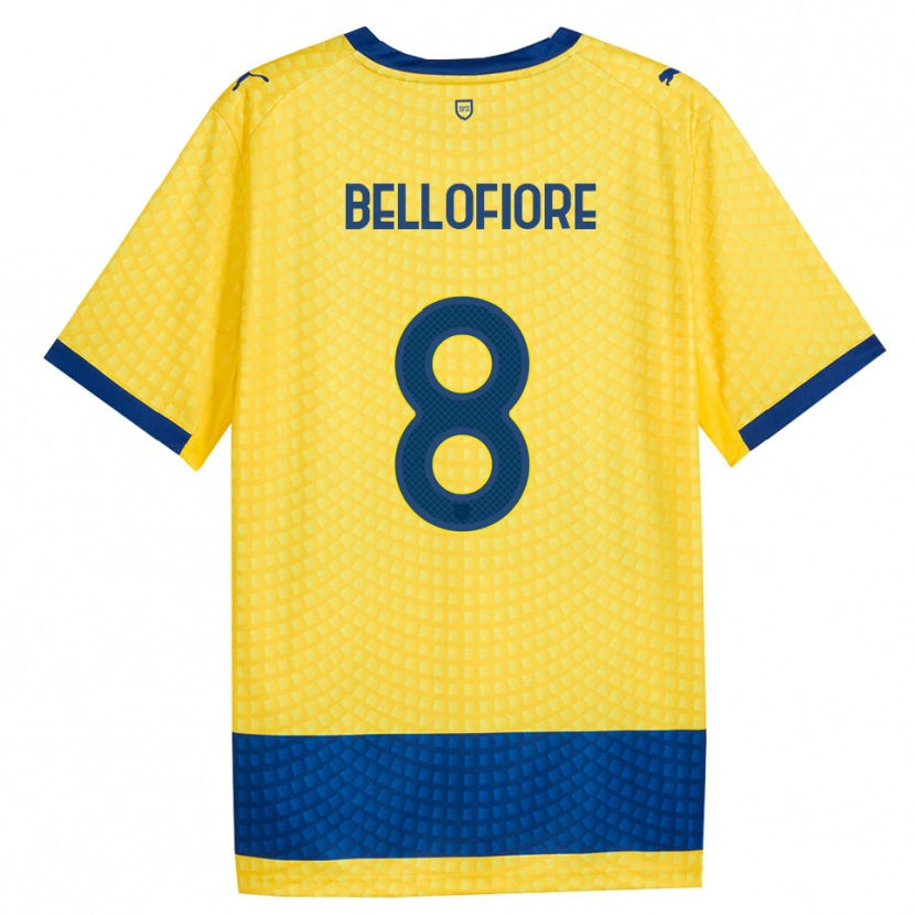 Danxen Mænd Nicola Bellofiore #8 Gul Blå Sort Udebane Spillertrøjer 2026/27 Trøje T-Shirt