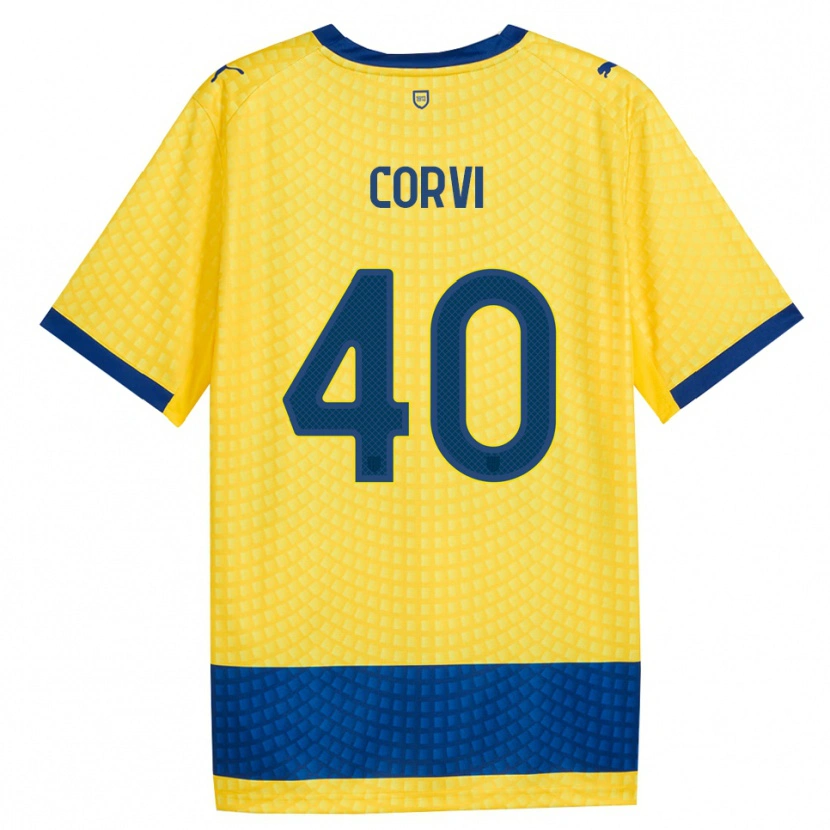Danxen Mænd Edoardo Corvi #40 Gul Blå Sort Udebane Spillertrøjer 2026/27 Trøje T-Shirt