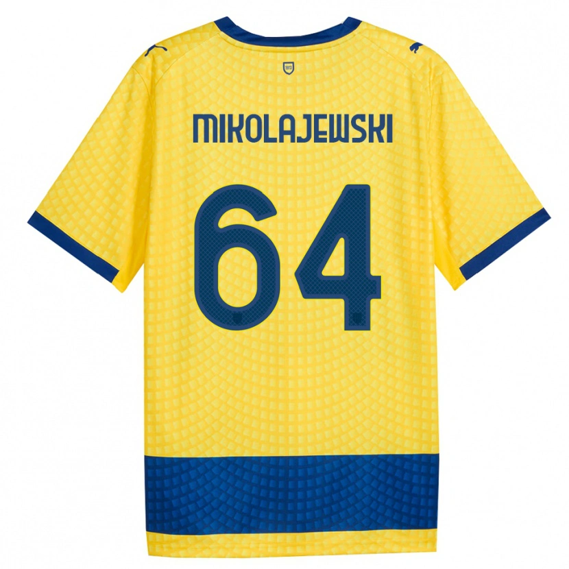 Danxen Mænd Daniel Mikolajewski #64 Gul Blå Sort Udebane Spillertrøjer 2026/27 Trøje T-Shirt
