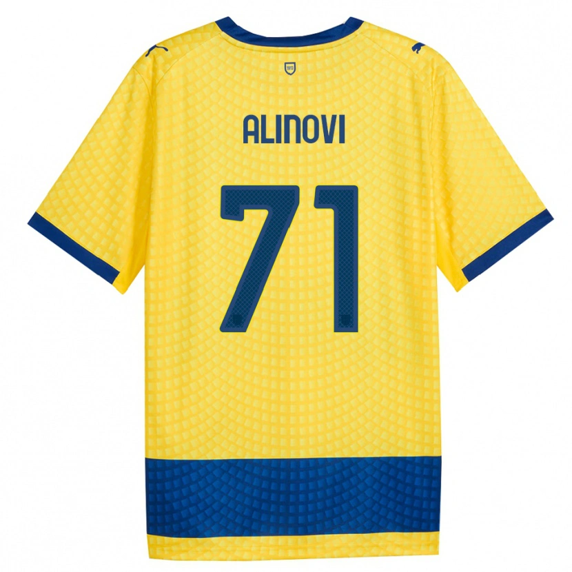 Danxen Mænd Filippo Alinovi #71 Gul Blå Sort Udebane Spillertrøjer 2026/27 Trøje T-Shirt