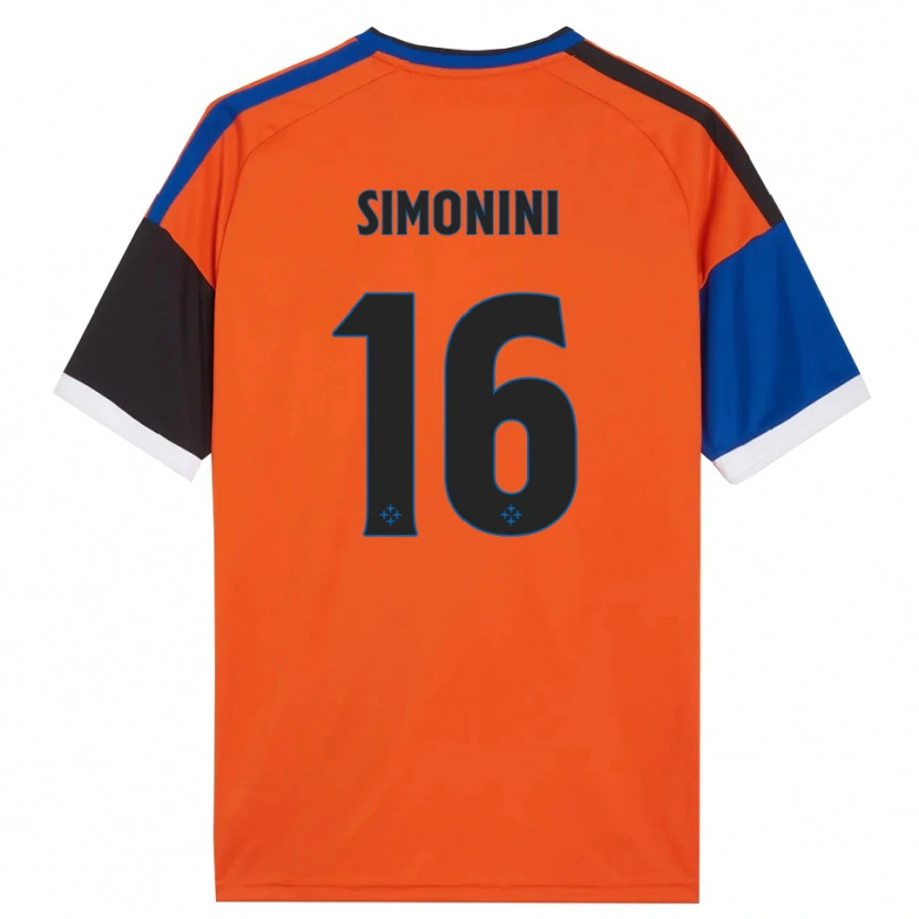 Danxen Mænd Nicolò Simonini #16 Orange Blå Sort Hvid Udebane Spillertrøjer 2026/27 Trøje T-Shirt