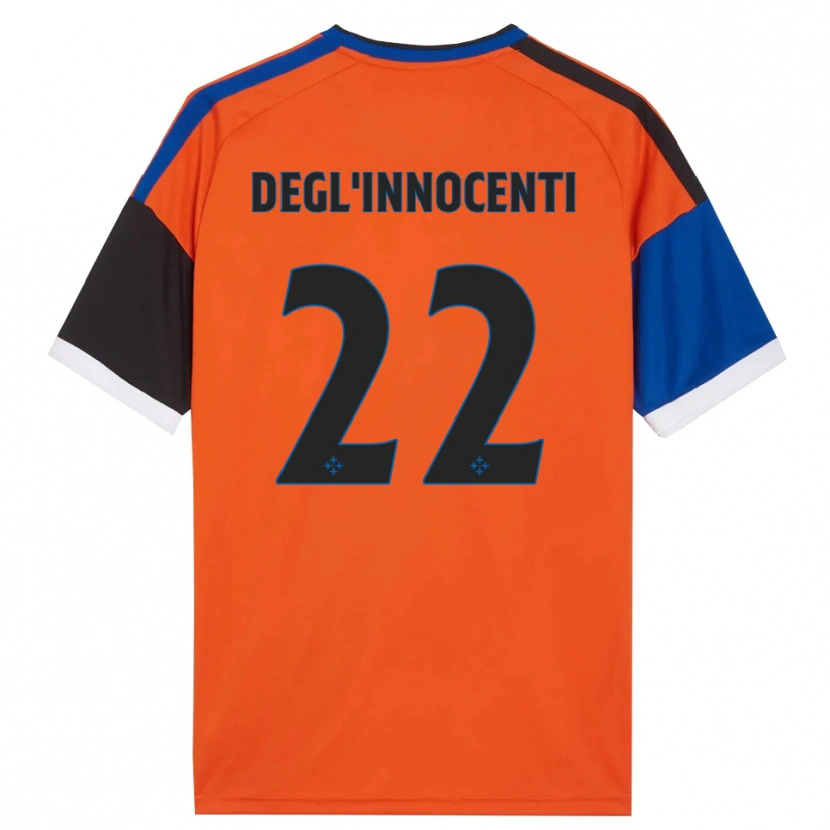 Danxen Mænd Luca Degl'innocenti #22 Orange Blå Sort Hvid Udebane Spillertrøjer 2026/27 Trøje T-Shirt