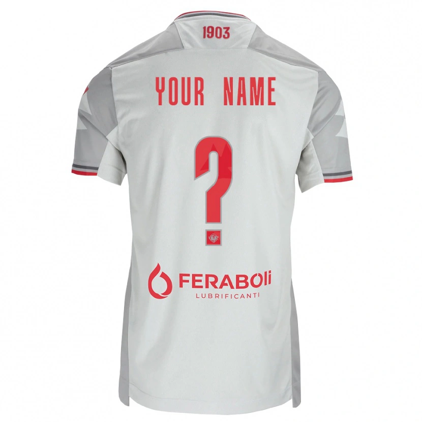 Danxen Mænd Dit Navn #0 Grå Hvid Rød Udebane Spillertrøjer 2026/27 Trøje T-Shirt