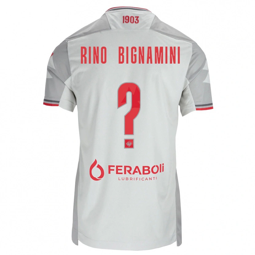 Danxen Mænd Filippo Rino Bignamini #0 Grå Hvid Rød Udebane Spillertrøjer 2026/27 Trøje T-Shirt