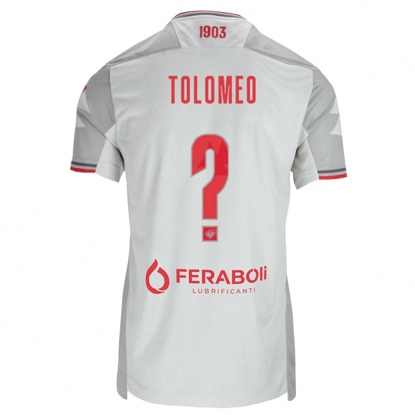 Danxen Mænd Gabriel Tolomeo #0 Grå Hvid Rød Udebane Spillertrøjer 2026/27 Trøje T-Shirt