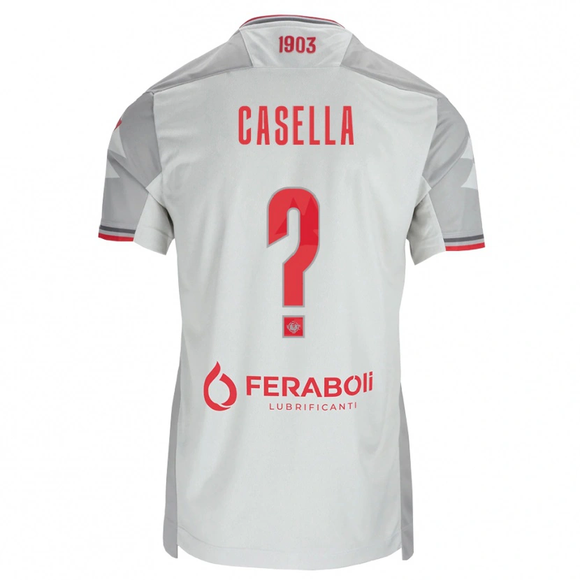 Danxen Mænd Mattia Casella #0 Grå Hvid Rød Udebane Spillertrøjer 2026/27 Trøje T-Shirt