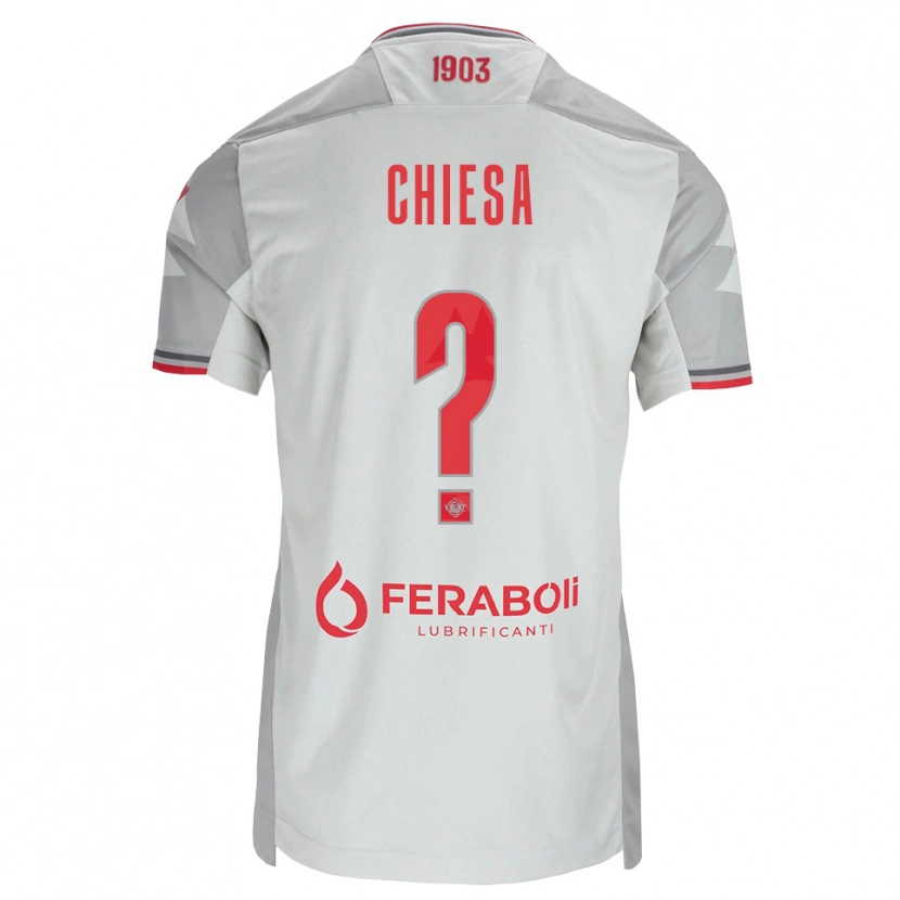 Danxen Mænd Samuele Chiesa #0 Grå Hvid Rød Udebane Spillertrøjer 2026/27 Trøje T-Shirt