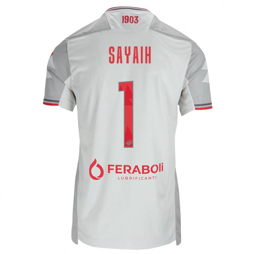 Danxen Mænd Ilyas Sayaih #1 Grå Hvid Rød Udebane Spillertrøjer 2026/27 Trøje T-Shirt