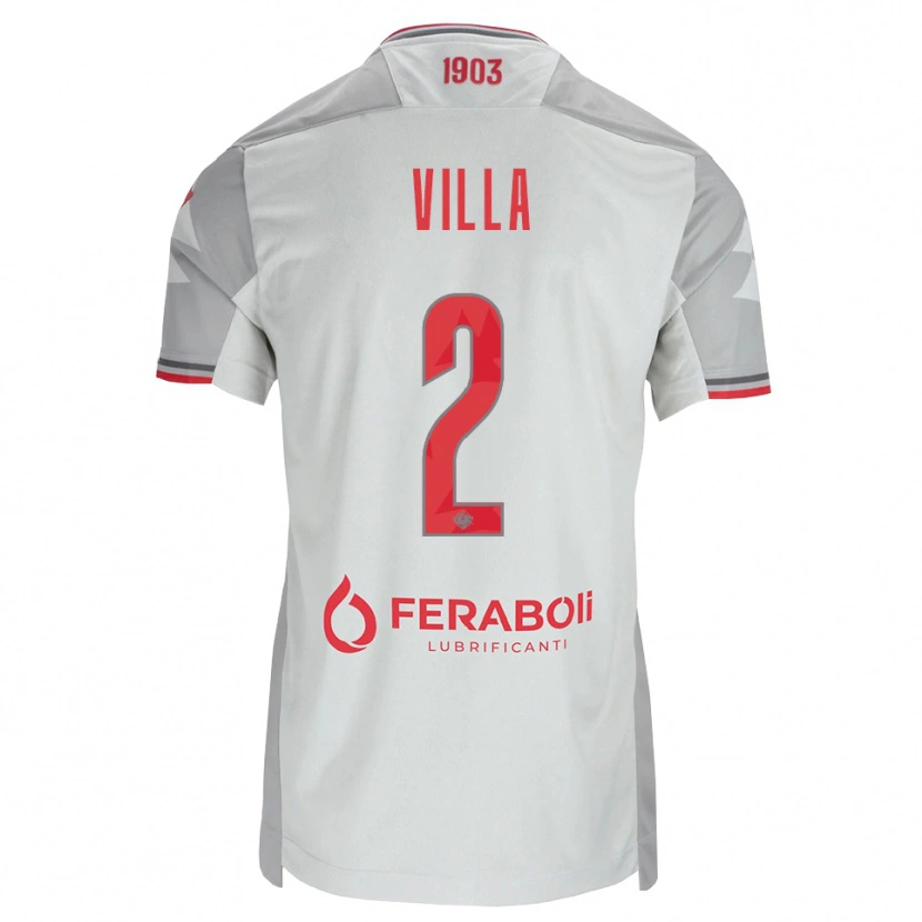 Danxen Mænd Riccardo Villa #2 Grå Hvid Rød Udebane Spillertrøjer 2026/27 Trøje T-Shirt