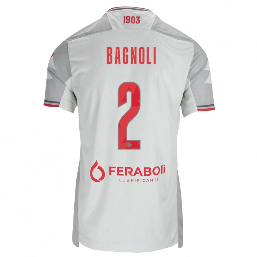 Danxen Mænd Edoardo Bagnoli #2 Grå Hvid Rød Udebane Spillertrøjer 2026/27 Trøje T-Shirt
