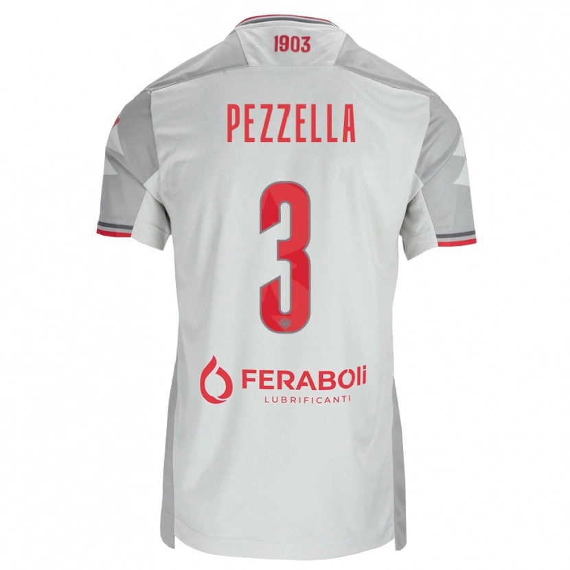 Danxen Mænd Giuseppe Pezzella #3 Grå Hvid Rød Udebane Spillertrøjer 2026/27 Trøje T-Shirt