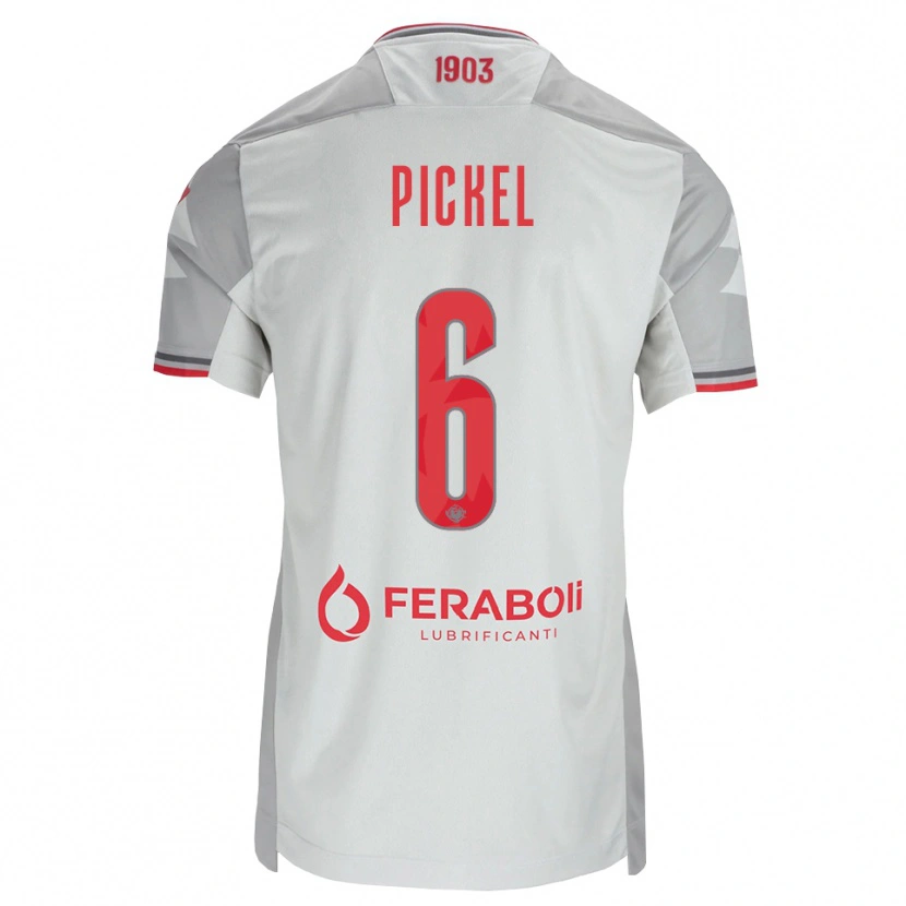 Danxen Mænd Charles Pickel #6 Grå Hvid Rød Udebane Spillertrøjer 2026/27 Trøje T-Shirt