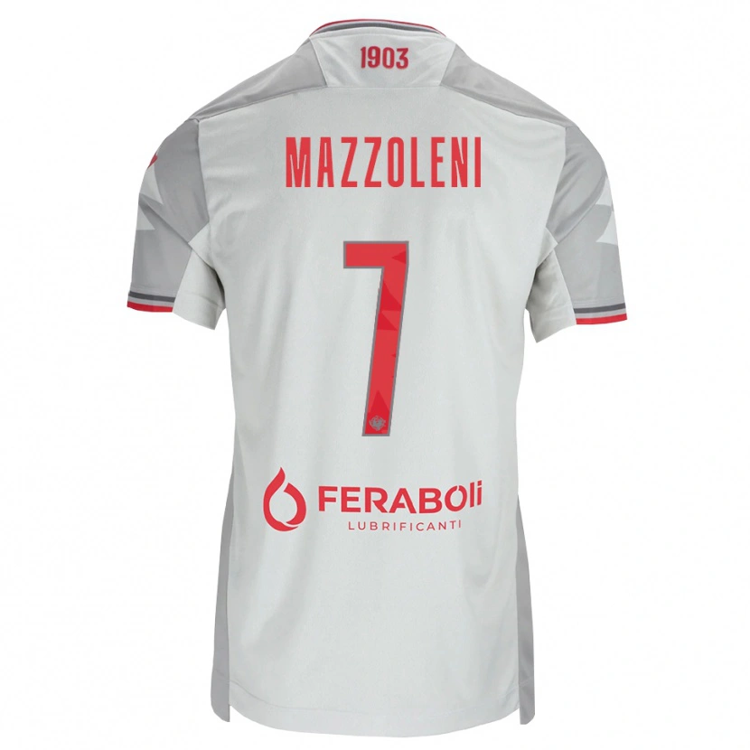 Danxen Mænd Andrea Mazzoleni #7 Grå Hvid Rød Udebane Spillertrøjer 2026/27 Trøje T-Shirt