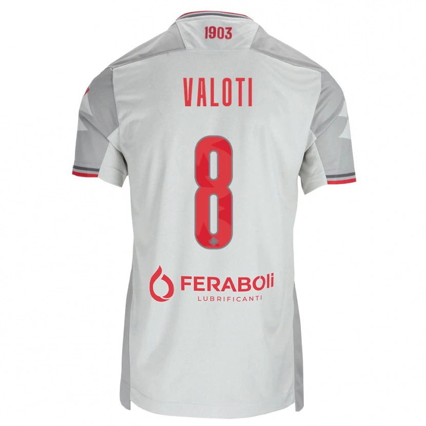 Danxen Mænd Mattia Valoti #8 Grå Hvid Rød Udebane Spillertrøjer 2026/27 Trøje T-Shirt