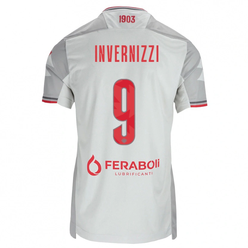 Danxen Mænd Leonardo Invernizzi #9 Grå Hvid Rød Udebane Spillertrøjer 2026/27 Trøje T-Shirt
