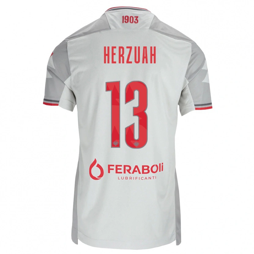 Danxen Mænd Gabriel Herzuah #13 Grå Hvid Rød Udebane Spillertrøjer 2026/27 Trøje T-Shirt