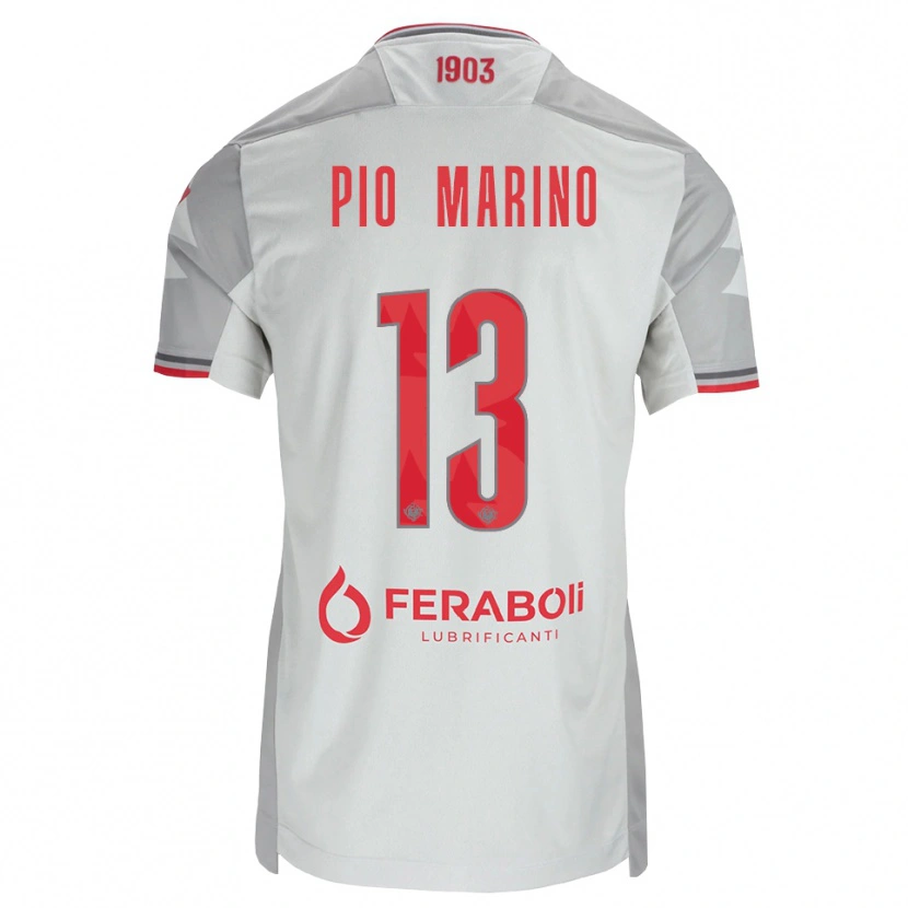 Danxen Mænd Lorenzo Pio Marino #13 Grå Hvid Rød Udebane Spillertrøjer 2026/27 Trøje T-Shirt