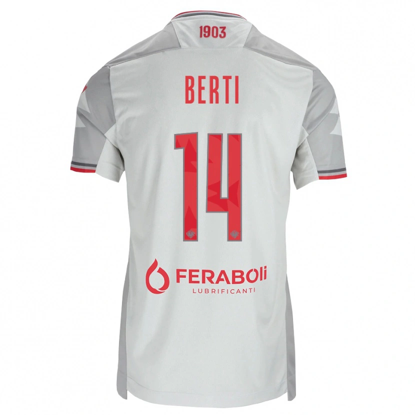 Danxen Mænd Tommaso Berti #14 Grå Hvid Rød Udebane Spillertrøjer 2026/27 Trøje T-Shirt