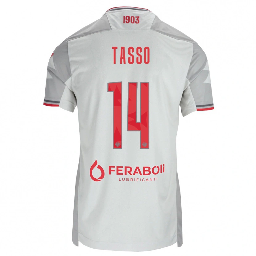 Danxen Mænd Achille Tasso #14 Grå Hvid Rød Udebane Spillertrøjer 2026/27 Trøje T-Shirt