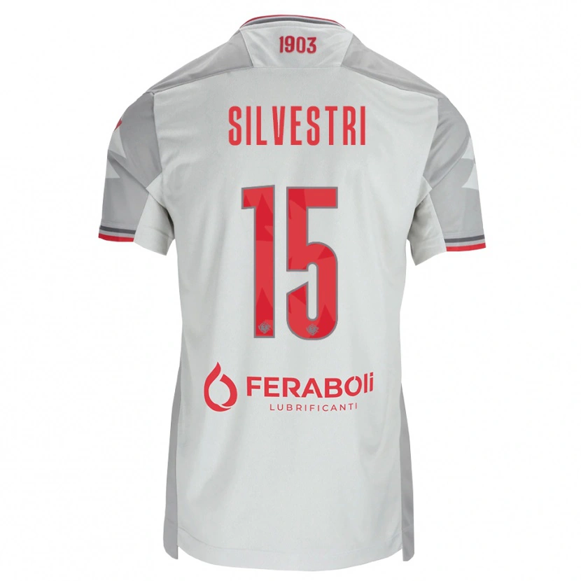 Danxen Mænd Cristiano Silvestri #15 Grå Hvid Rød Udebane Spillertrøjer 2026/27 Trøje T-Shirt