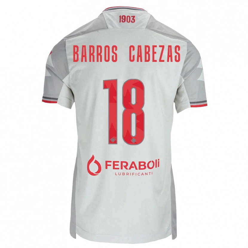 Danxen Mænd Ronie Barros Cabezas #18 Grå Hvid Rød Udebane Spillertrøjer 2026/27 Trøje T-Shirt