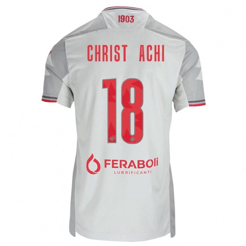 Danxen Mænd Ange Christ Achi #18 Grå Hvid Rød Udebane Spillertrøjer 2026/27 Trøje T-Shirt