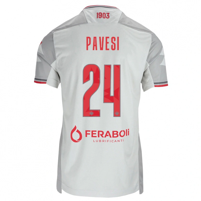Danxen Mænd Davide Pavesi #24 Grå Hvid Rød Udebane Spillertrøjer 2026/27 Trøje T-Shirt