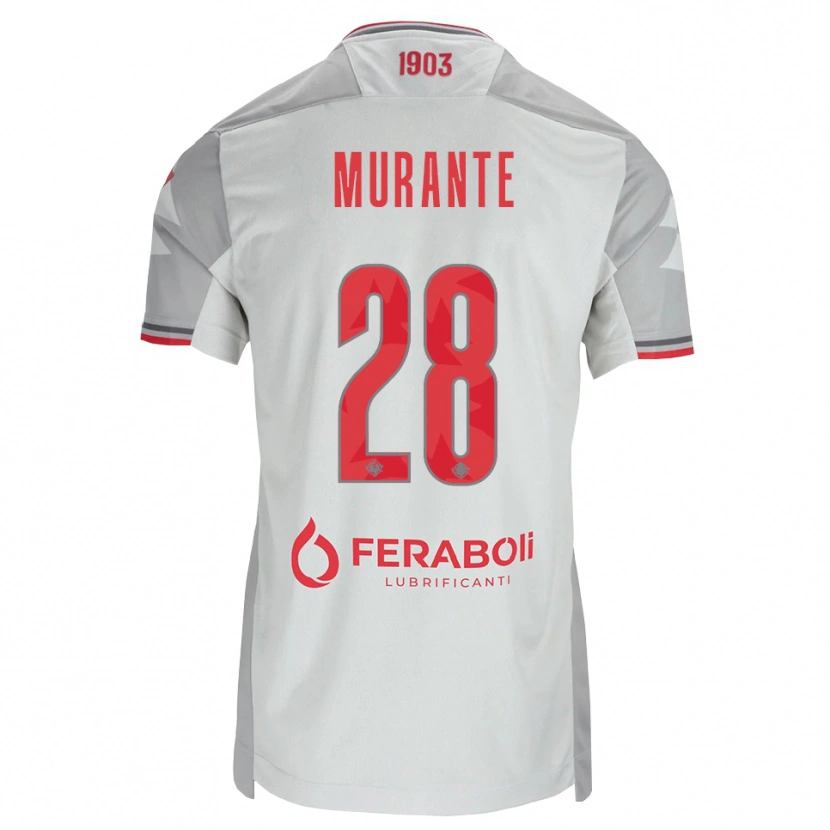 Danxen Mænd Alessandro Murante #28 Grå Hvid Rød Udebane Spillertrøjer 2026/27 Trøje T-Shirt