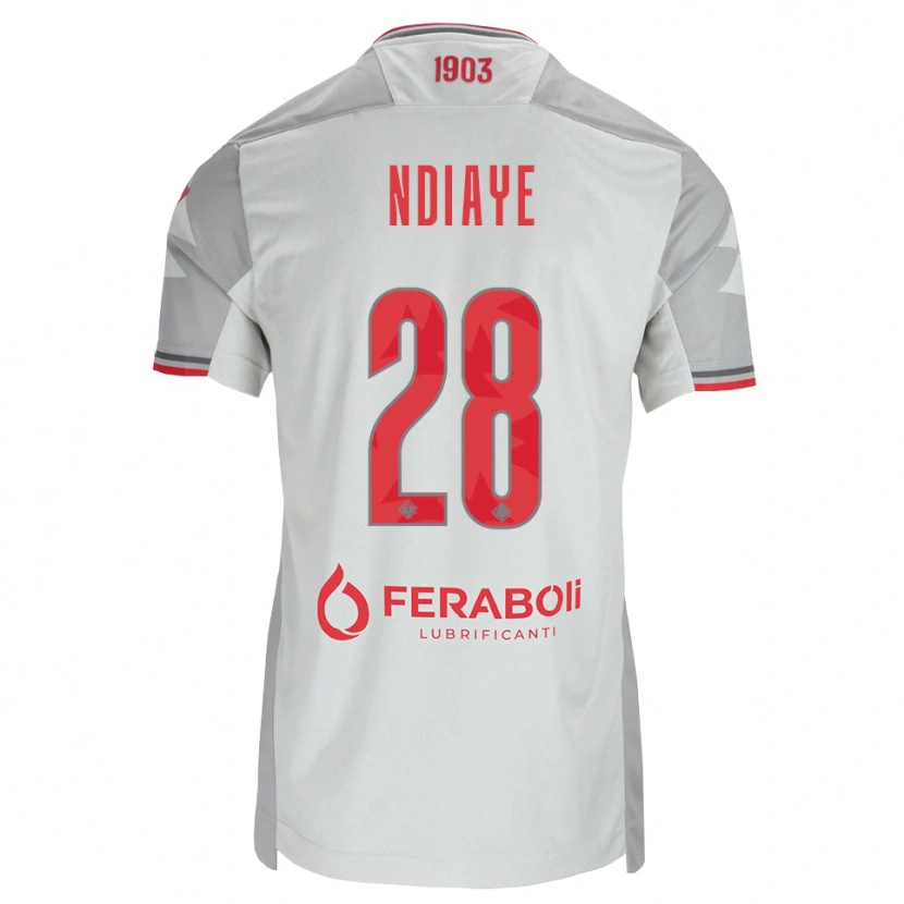 Danxen Mænd Maissa Ndiaye #28 Grå Hvid Rød Udebane Spillertrøjer 2026/27 Trøje T-Shirt