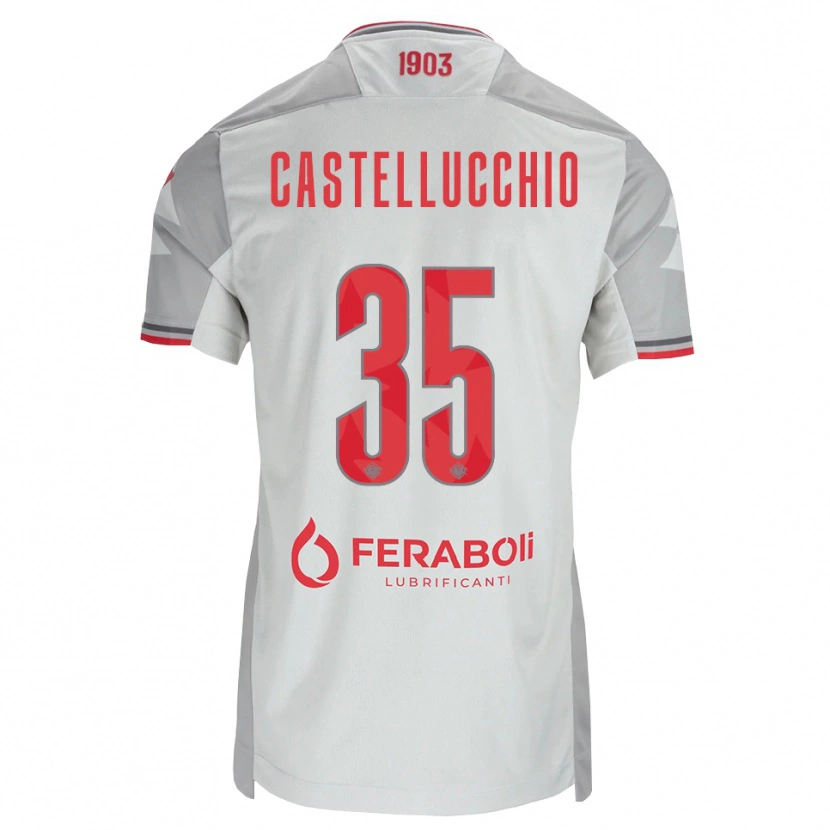 Danxen Mænd Gabriele Castellucchio #35 Grå Hvid Rød Udebane Spillertrøjer 2026/27 Trøje T-Shirt