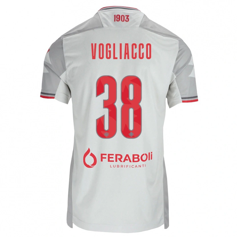 Danxen Mænd Alessandro Vogliacco #38 Grå Hvid Rød Udebane Spillertrøjer 2026/27 Trøje T-Shirt