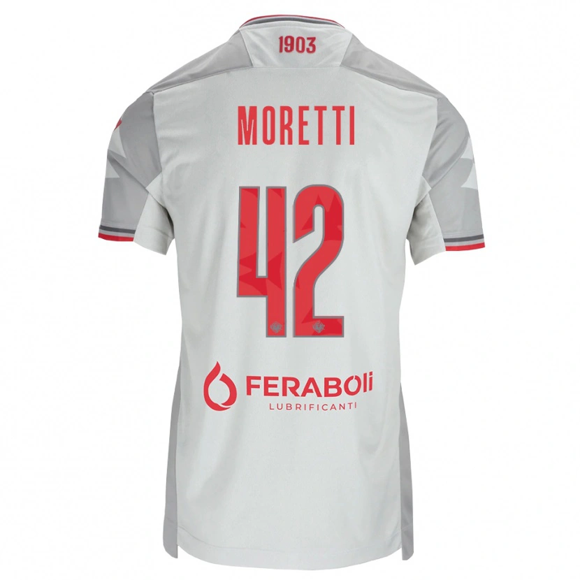 Danxen Mænd Lorenzo Moretti #42 Grå Hvid Rød Udebane Spillertrøjer 2026/27 Trøje T-Shirt