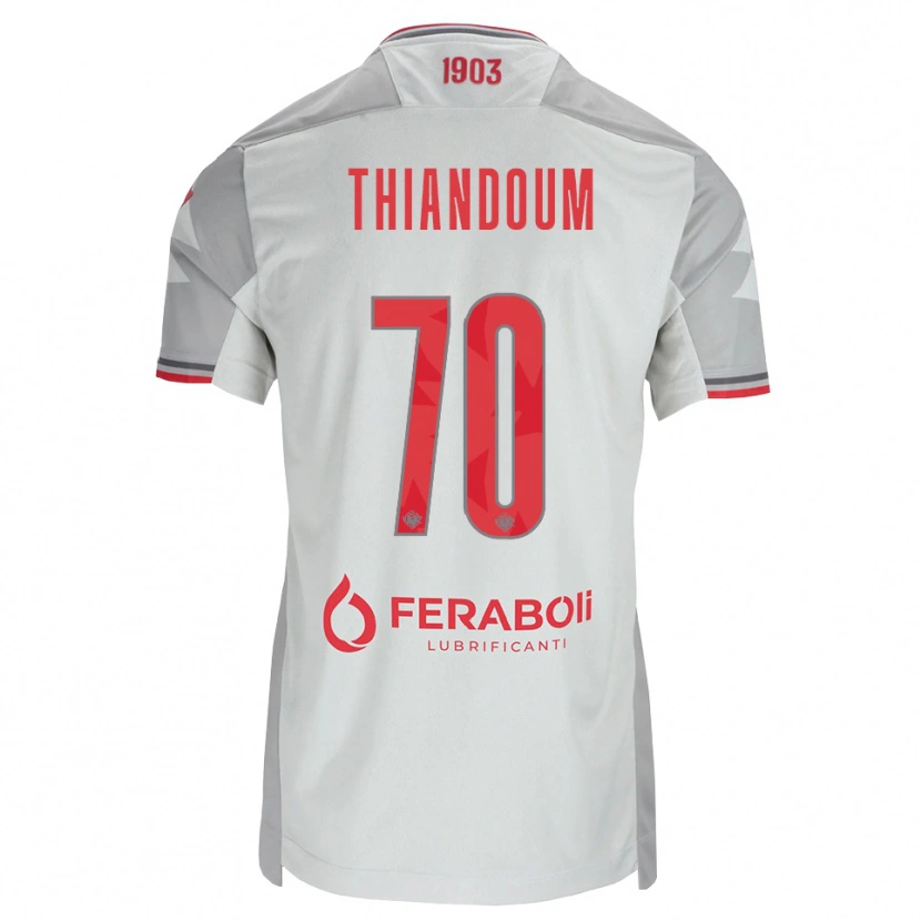 Danxen Mænd Omar Thiandoum #70 Grå Hvid Rød Udebane Spillertrøjer 2026/27 Trøje T-Shirt