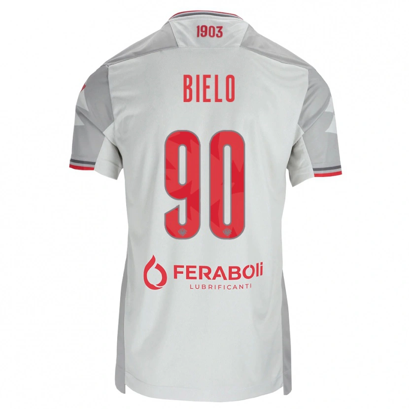 Danxen Mænd Manu Bielo #90 Grå Hvid Rød Udebane Spillertrøjer 2026/27 Trøje T-Shirt