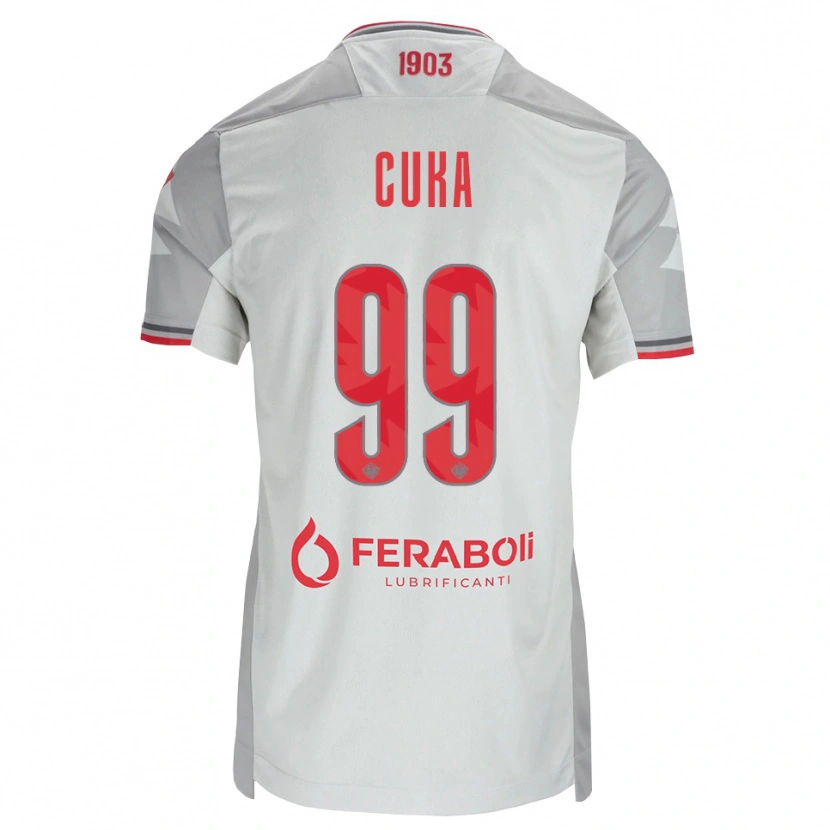 Danxen Mænd Samuel Cuka #99 Grå Hvid Rød Udebane Spillertrøjer 2026/27 Trøje T-Shirt