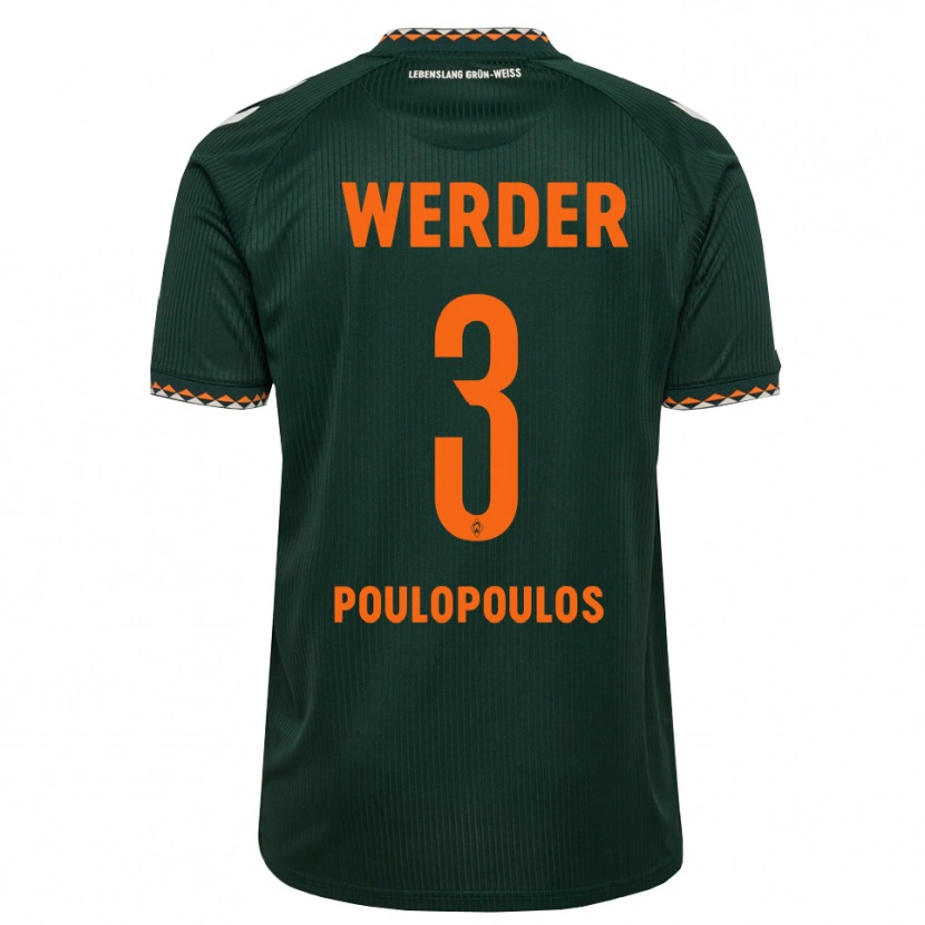 Danxen Mænd Andreas Poulopoulos #3 Mørkegrøn Orange Hvid Udebane Spillertrøjer 2026/27 Trøje T-Shirt