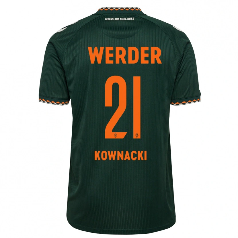 Danxen Mænd Dawid Kownacki #21 Mørkegrøn Orange Hvid Udebane Spillertrøjer 2026/27 Trøje T-Shirt