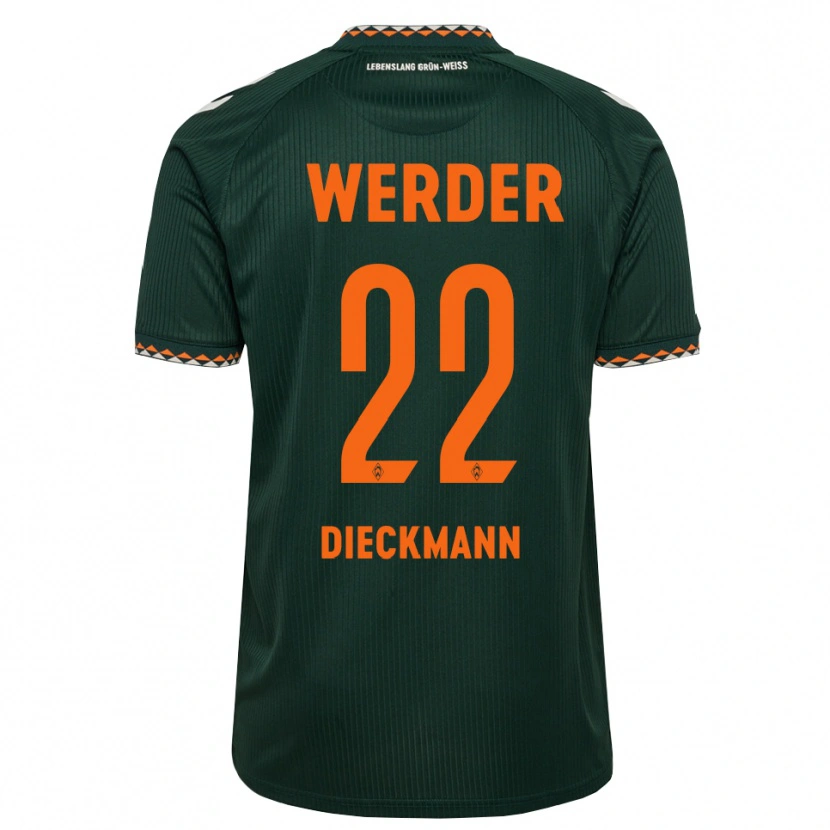 Danxen Mænd Rieke Dieckmann #22 Mørkegrøn Orange Hvid Udebane Spillertrøjer 2026/27 Trøje T-Shirt