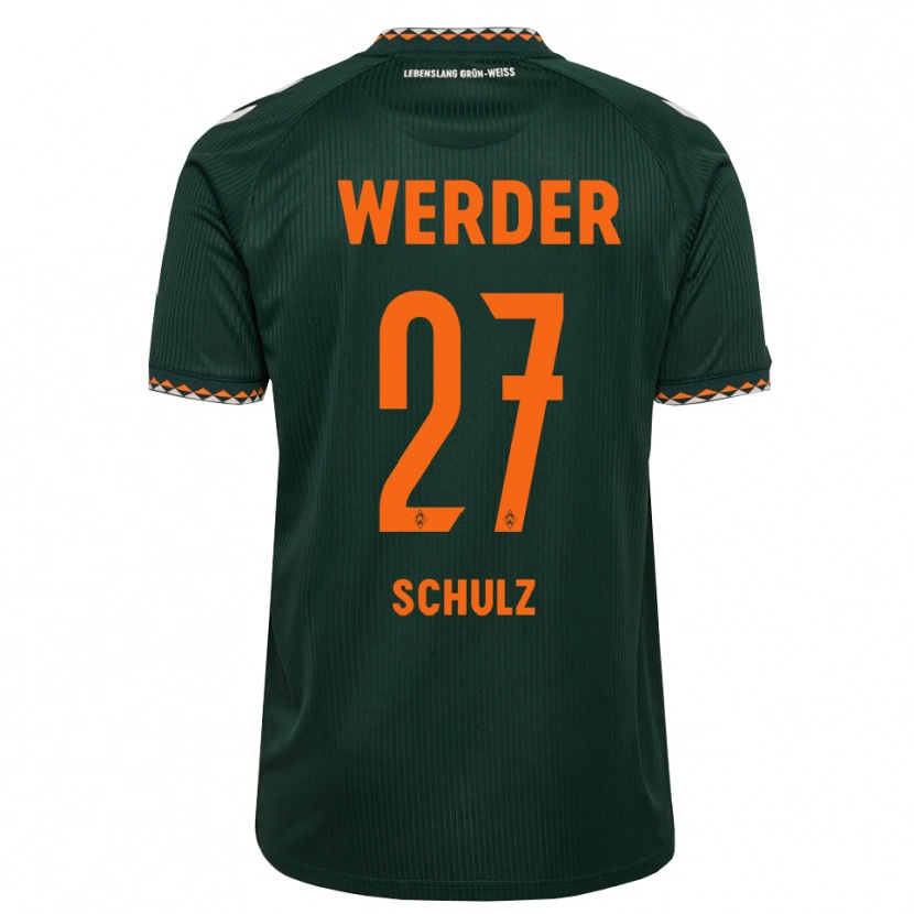 Danxen Mænd Ole Schulz #27 Mørkegrøn Orange Hvid Udebane Spillertrøjer 2026/27 Trøje T-Shirt