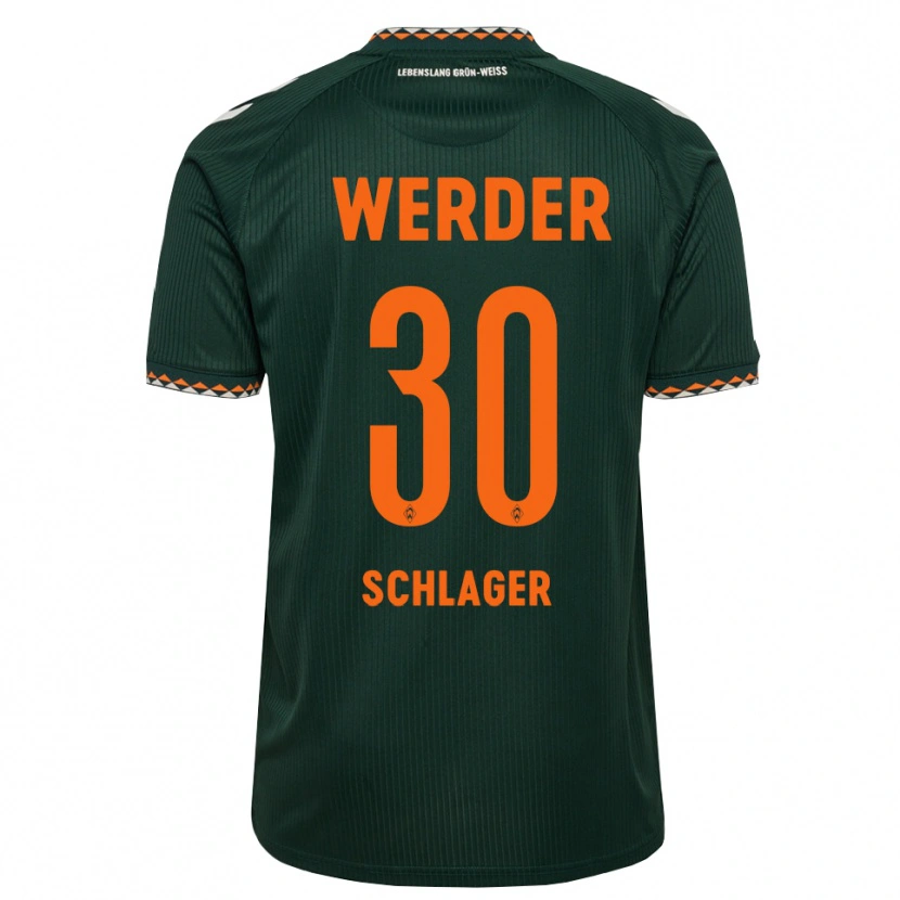 Danxen Mænd Alexander Schlager #30 Mørkegrøn Orange Hvid Udebane Spillertrøjer 2026/27 Trøje T-Shirt
