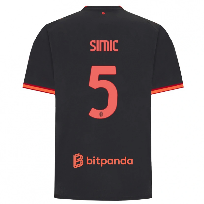 Danxen Mænd Jan-Carlo Simic #5 Sort Rød Tredje Sæt Spillertrøjer 2026/27 Trøje T-Shirt