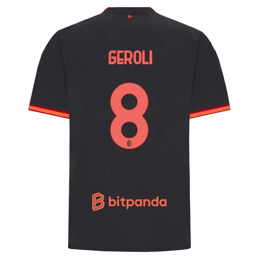 Danxen Mænd Matteo Geroli #8 Sort Rød Tredje Sæt Spillertrøjer 2026/27 Trøje T-Shirt