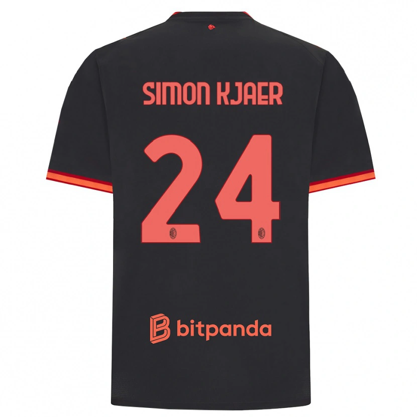 Danxen Mænd Simon Kjaer #24 Sort Rød Tredje Sæt Spillertrøjer 2026/27 Trøje T-Shirt
