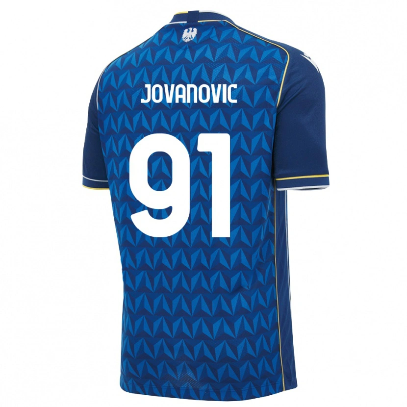 Danxen Mænd Lazar Jovanovic #91 Kongelig Blå Hvid Blå Udebane Spillertrøjer 2026/27 Trøje T-Shirt