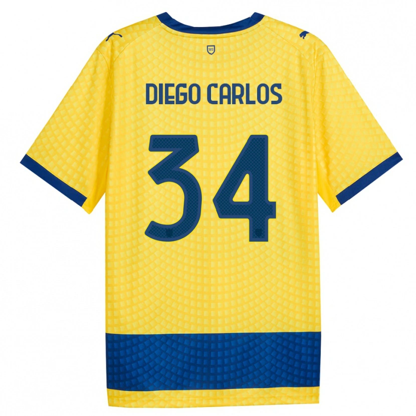 Danxen Mænd Diego Carlos #34 Gul Blå Sort Udebane Spillertrøjer 2026/27 Trøje T-Shirt