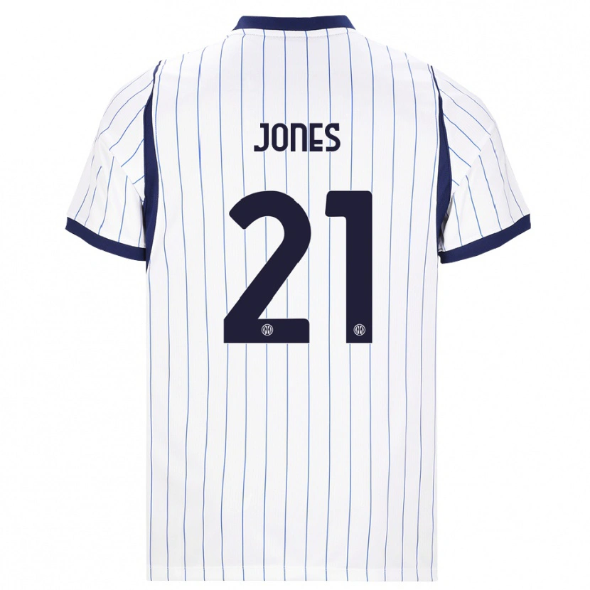 Danxen Kvinder Curtis Jones #21 Hvid Marineblå Udebane Spillertrøjer 2026/27 Trøje T-Shirt