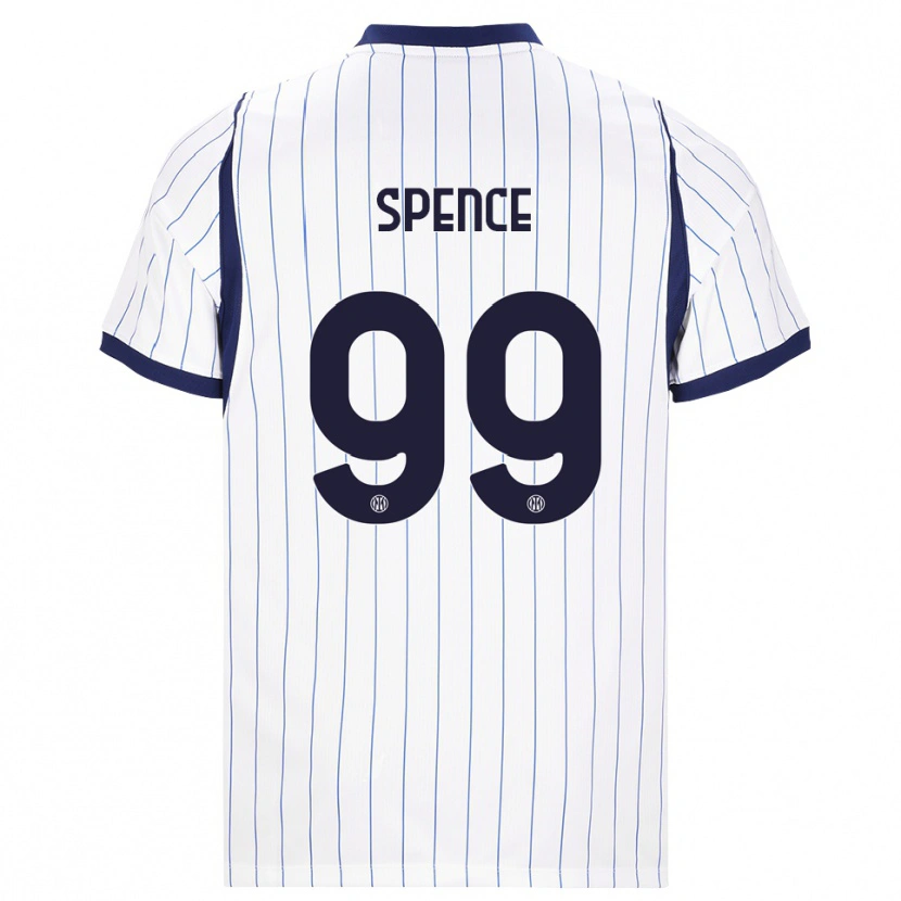 Danxen Kvinder Djed Spence #99 Hvid Marineblå Udebane Spillertrøjer 2026/27 Trøje T-Shirt