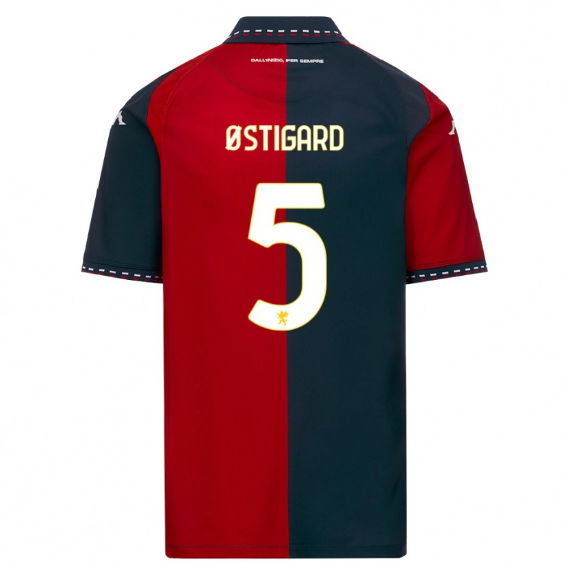 Danxen Kvinder Leo Østigård #5 Rød Sort Hvid Hjemmebane Spillertrøjer 2026/27 Trøje T-Shirt