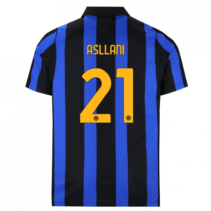 Danxen Kvinder Kristjan Asllani #21 Sort Blå Gul Hjemmebane Spillertrøjer 2026/27 Trøje T-Shirt
